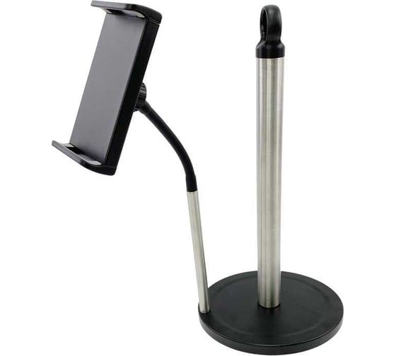 Изображение товара Держатель стойка для полотенец Homium Double Clean (с креплением для телефона), цвет серебро/черный, HS-KPH010P