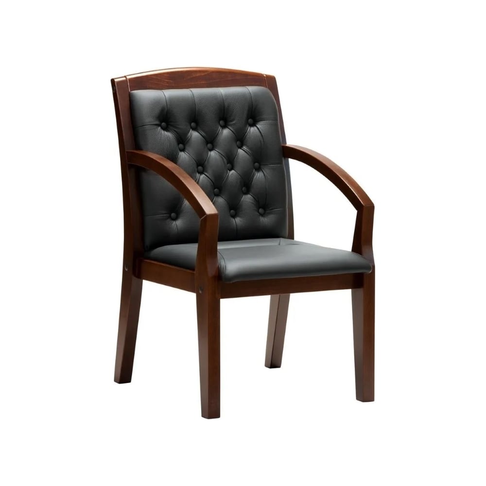 Изображение товара Стул для посетителя MULTI-OFFICE ZURICH D кожа черная дерево темный орех