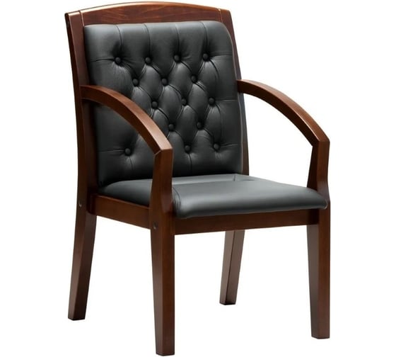 Изображение товара Стул для посетителя MULTI-OFFICE ZURICH D кожа черная  дерево темный орех ZURICH D кожа черная+к/з/т.орех