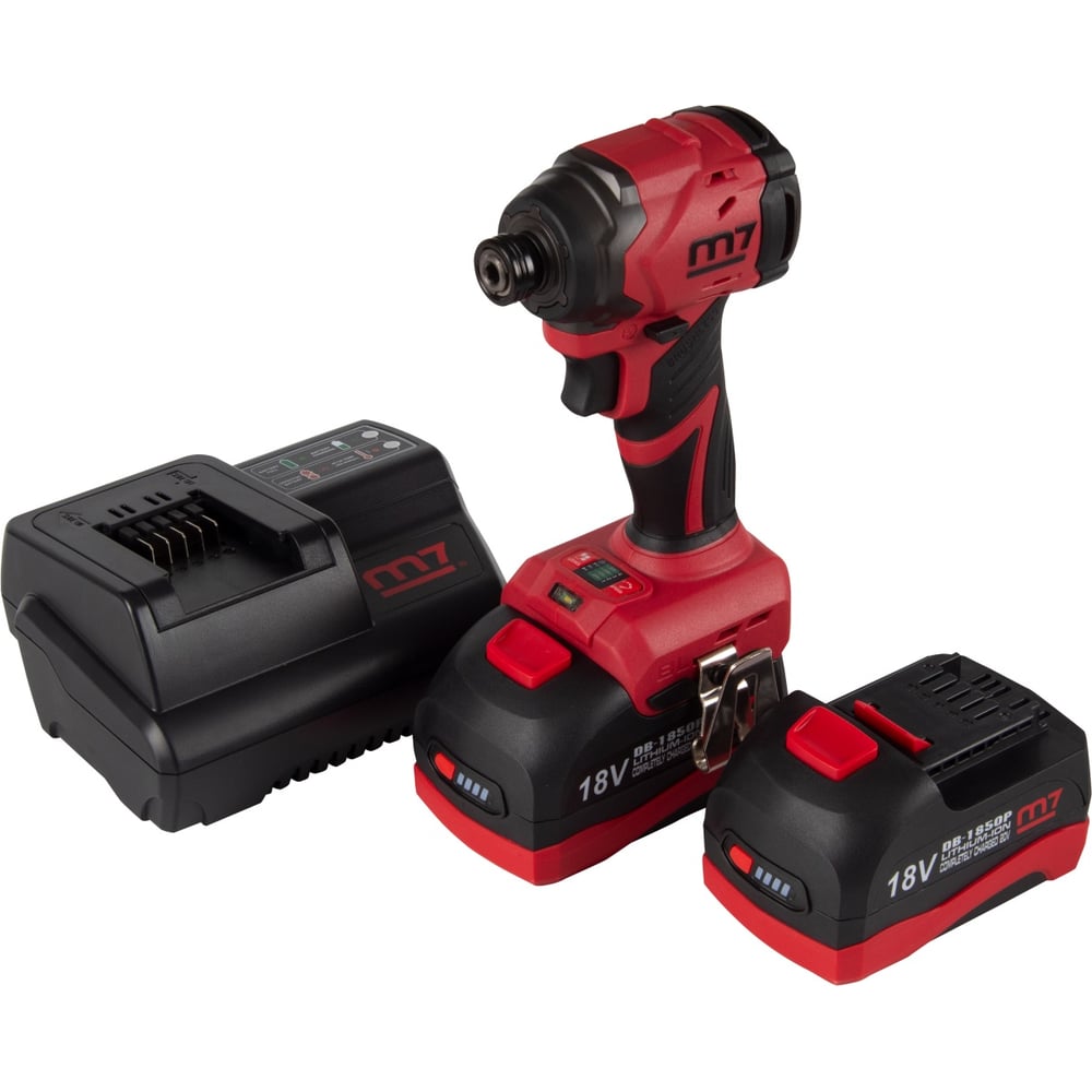 Изображение товара Аккумуляторный шуруповерт ударный MIGHTY SEVEN 18 В, 4 предмета, кейс DS-202A