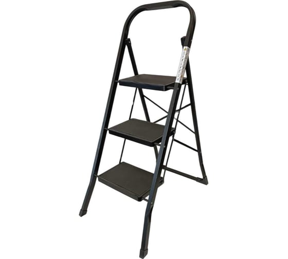 Изображение товара Стремянка стальная GEVA TRADE GEVA широкая BLACK 3 ступени WK6018J-3A-BLACK