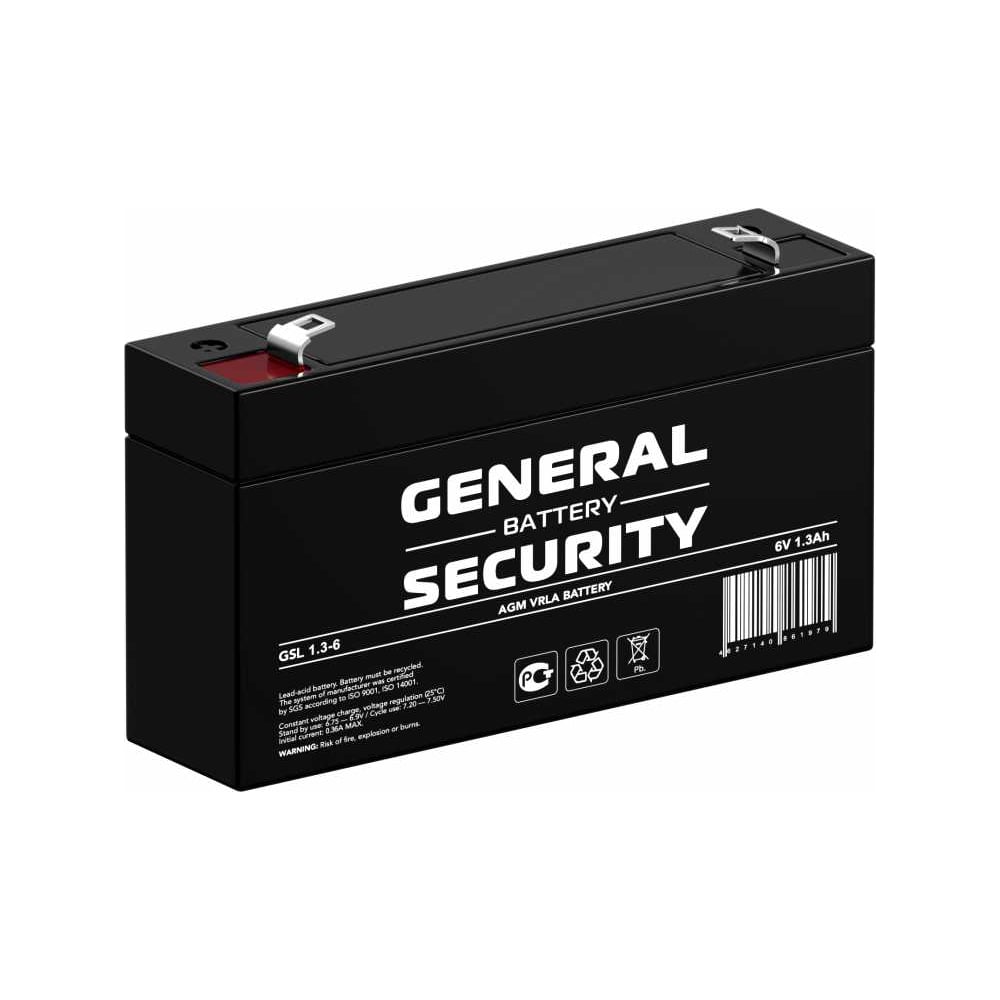 Изображение товара Аккумулятор для ИБП GENERAL SECURITY GSL1.3-6 6В 1,3 Ач AGM