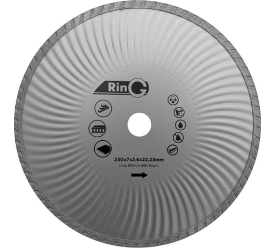 Изображение товара Круг отрезной алмазный Ring 115х7х2.1х22.2 ТУРБОВОЛНА 228315