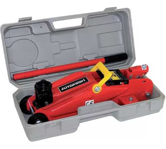Изображение товара Домкрат подкатной, гидравлический AUTOPROFI 2 тонны, высота подъёма 135 - 330 мм, резиновая опора, в кейсе DP-20R K