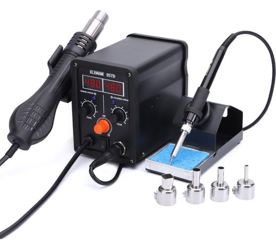 Изображение товара Паяльная станция ELEMENT 957D (фен+паяльник) 20942
