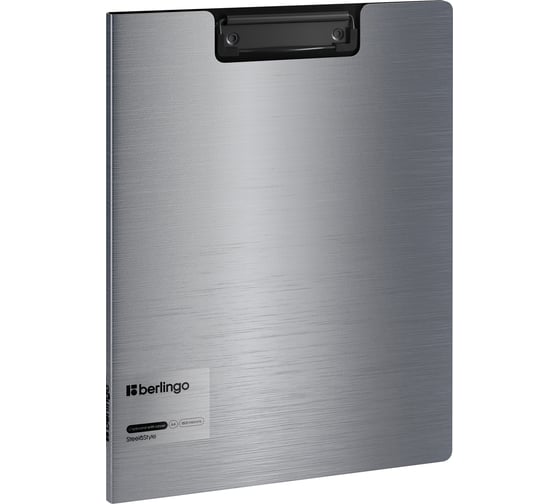 Изображение товара Папка-планшет с зажимом BERLINGO Steel&Style A4, пластик полифом, серебристый металлик PPf_93102