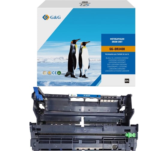 Изображение товара Блок фотобарабана G&G GG-DR3400 DR-3400 черный ч/б:30000 страниц для HL-L5000D/L5100DN/L5200DW/L5200DWT/ 2046750