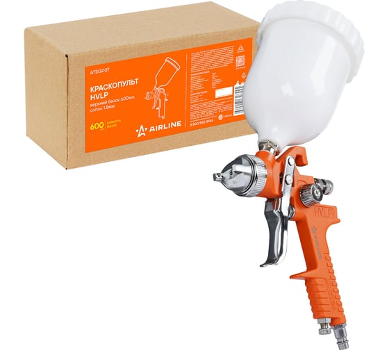 Изображение товара Краскопульт Airline HVLP, верхний бачок 600мл, сопло 1.8мм ATSG007