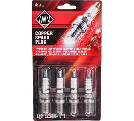 Изображение товара Свеча AWM QF3SR-11 для ВАЗ 2110-2112/Chevrolet, медь, 4 шт. 410090026