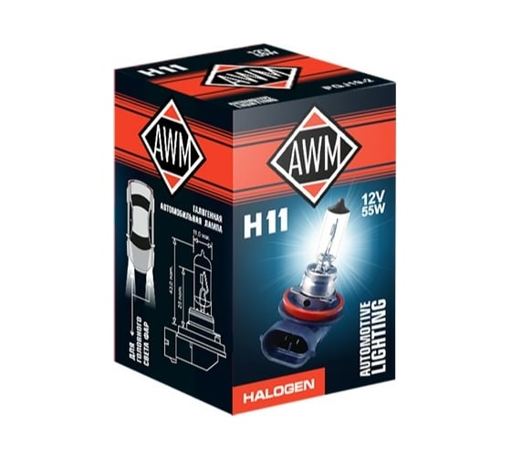 Изображение товара Лампа AWM галогенная, H11, 12 В, 55 Вт, PGJ19-2 410300013