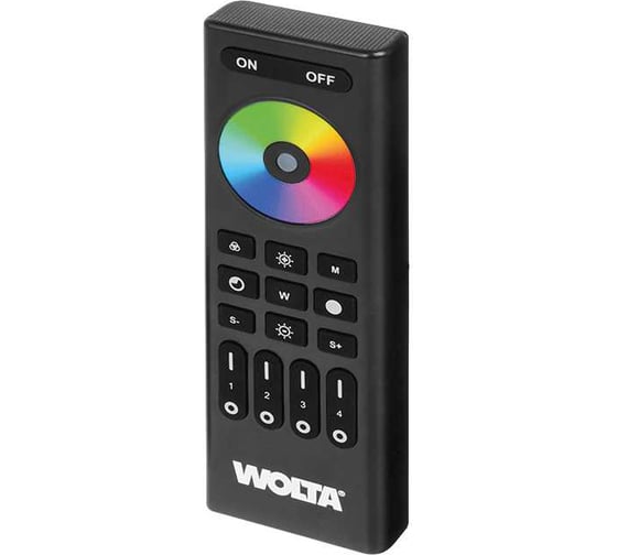 Изображение товара Пятиканальный Пульт Wolta SMART для светодиодных лент RGB/RGBW/RGBW MIX 4 зоны IP20 2,4ГГц черный, артикул WRC-07/BK