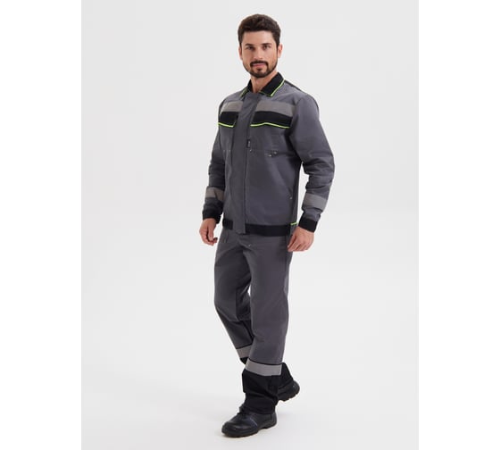 Изображение товара Костюм РАССО "Система", куртка+полукомбинезон, цвет темно-серый/черный/лимон, р 48-50/158-164 76495 (48/158)