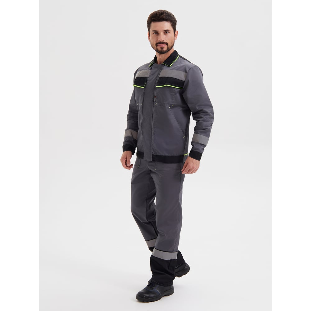 Изображение товара Костюм РАССО "Система", куртка+полукомбинезон, цвет темно-серый/черный/лимон, р 56-58/194-200 76495 (56/194)