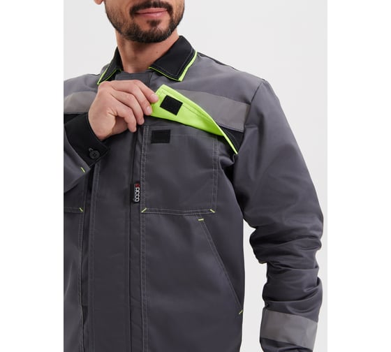 Изображение товара Костюм РАССО "Система", куртка+полукомбинезон, цвет темно-серый/черный/лимон, р 52-54/182-188 76495 (52/182)