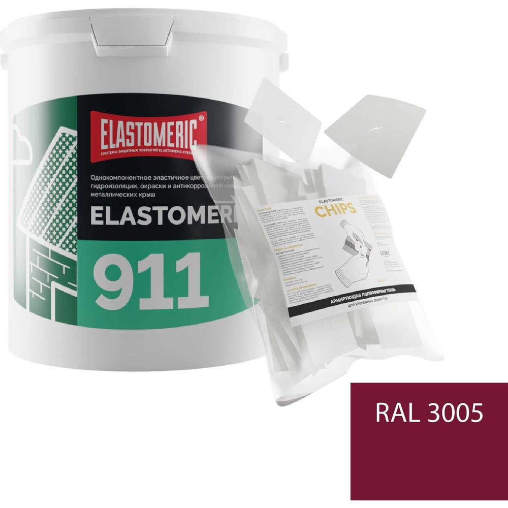 Изображение товара Ремкомплект для гидроизоляции кровли Elastomeric Systems 911, 6 кг, красный