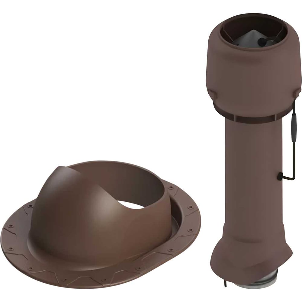 Изображение товара Вентиляционный комплект Татполимер TP-85.E.125/160/700 с вентилятором, для битумной и фальцевой кровли, TP-87/F коричневый 57822