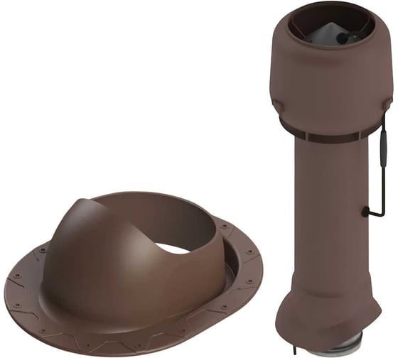 Изображение товара Вентиляционный комплект Татполимер TP-85.E.125/160/700 с вентилятором, для битумной и фальцевой кровли, TP-87/F коричневый 57822