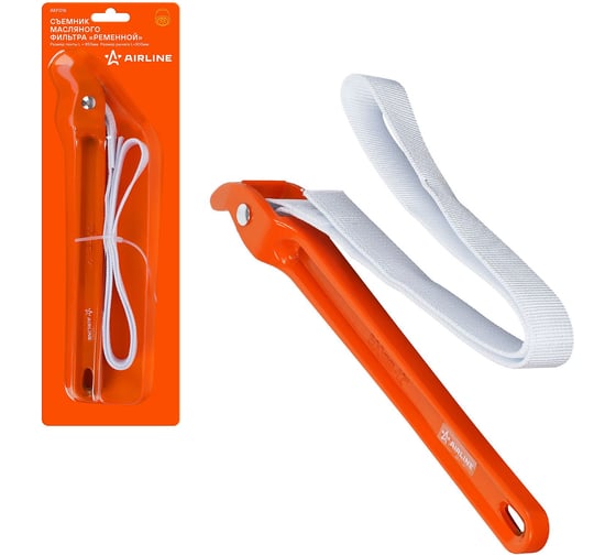 Изображение товара Съемник масляного фильтра Airline "Ременной" Размер ленты L=850 мм, размер рычага L=300 мм AKF016