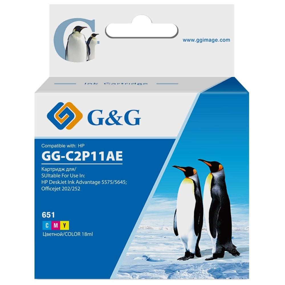 Изображение товара Многоцветный струйный картридж G&G GG-C2P11AE 651 для HP DeskJet 5575 и 5645 18 мл