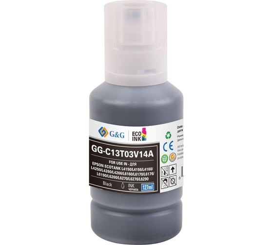 Изображение товара Чернила G&G GG-C13T03V14A 101BK черный пигментный 127 мл для Epson L4150/L4160/L6160/L6170 1776251