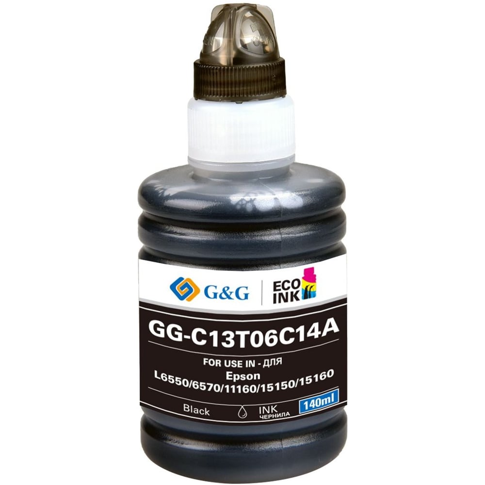 Изображение товара Чернила G&G GG-C13T06C14A N112 черный пигментный 140 мл для Epson L6550/6570/11160/15150/15160 1553242