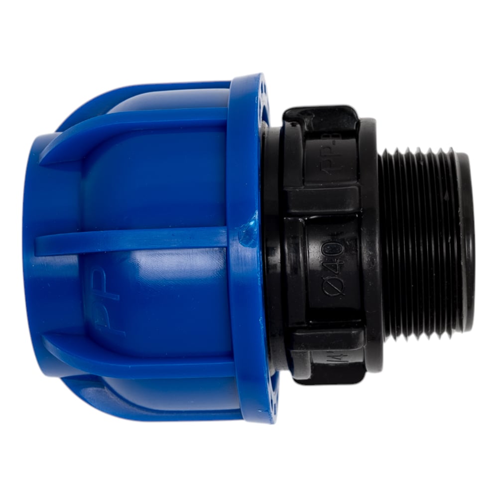 Изображение товара Муфта компрессионная для ПНД труб Millennium 40-1 1/4 с наружной резьбой PFMM4032