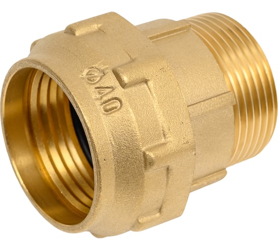 Изображение товара Муфта прямая латунная для ПНД труб Millennium 40-1 1/4" с наружной резьбой PFBM4032 (715 11/4")