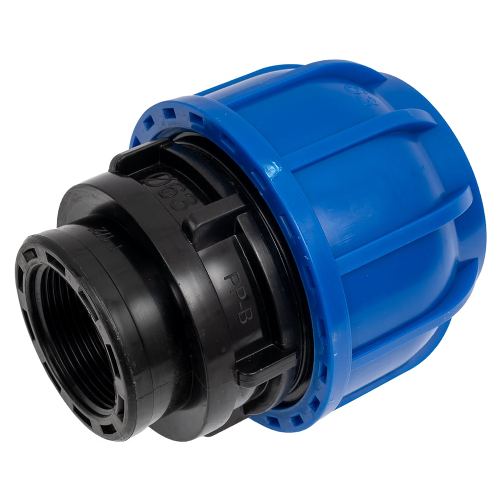 Изображение товара Муфта компрессионная для ПНД труб Millennium 63-1 1/2 с внутренней резьбой