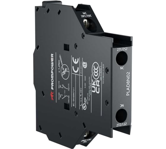 Изображение товара Блок вспомогательных контактов Prompower серии Pulse, бокового монтажа для серии PLC1D, 2НЗ PLAD8N02
