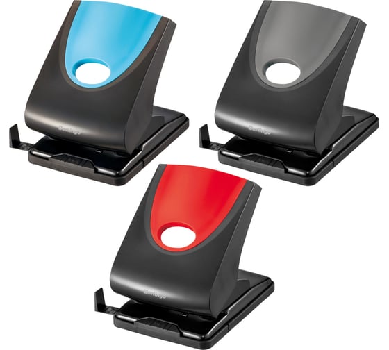 Изображение товара Дырокол BERLINGO Office Soft 40 листов, пластиковый, с фиксатом, ассорти, с линейкой DDp_40168