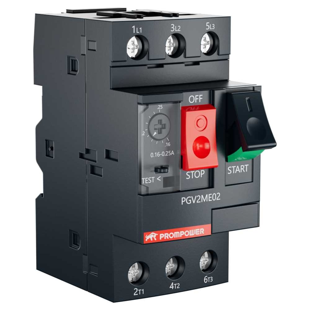 Изображение товара Автоматический выключатель защиты двигателя Prompower PGV2-ME02 серии Pulse 0,16-0,25А