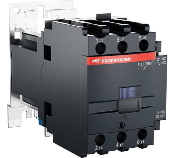 Изображение товара Контактор Prompower серии Pulse, ток 40А, 3 полюса, доп контакт 1НО+1НЗ, катушка 24DC PLC1D40BD