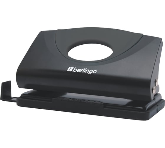 Изображение товара Дырокол BERLINGO Office Soft 10 листов, пластиковый, черный, с линейкой DDp_10161