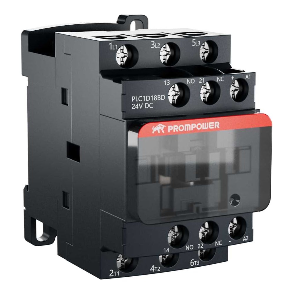 Изображение товара Контактор Prompower серии Pulse 18А 3 полюса 1НО+1НЗ катушка 24В DC