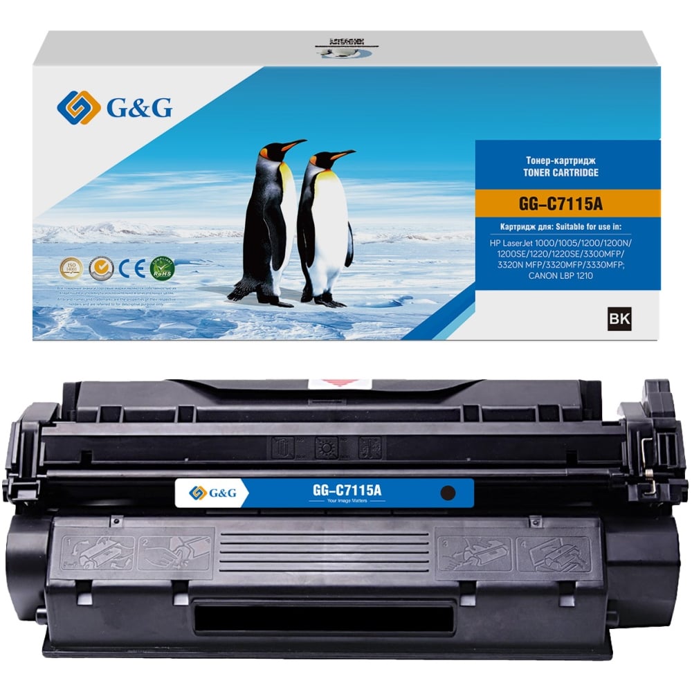 Картридж лазерный G&G GG-C7115A C7115A черный 2500 страниц для HP LJ 1000/1005/1200/1200N/1200SE/1220/ 2061356