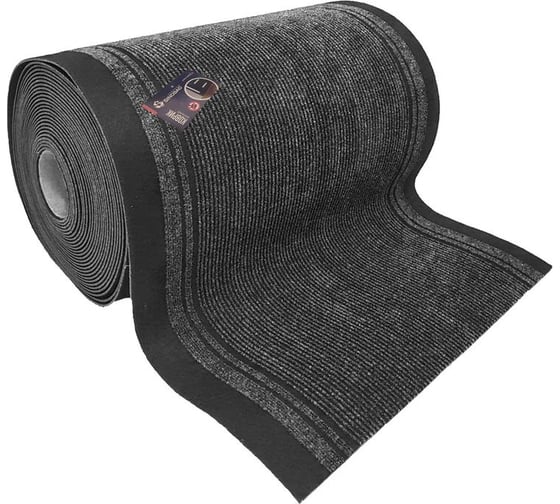 Изображение товара Грязезащитный входной ковер-дорожка ООО Комус ворсовый 900 мм х 20 м темно-серый-черный 1013837