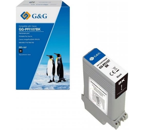 Изображение товара Картридж струйный G&G GG-PFI107BK PFI-107 BK черный 130 мл для Canon imageProGRAF iPF670/680/685/77 2064668