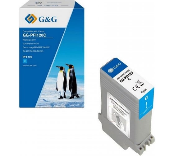 Изображение товара Картридж струйный G&G GG-PFI120C PFI-120 C голуб.пигм. 130 мл для Canon imagePROGRAF TM-200/205/300 2064664