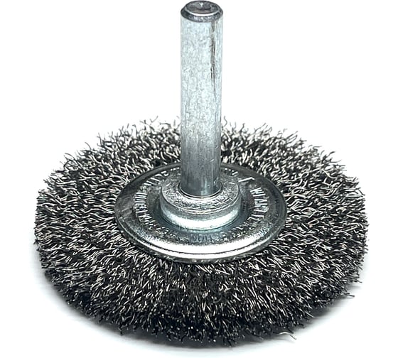 Изображение товара Щетка дисковая гофрированная Lessmann Д50x9, STA 0.20 мм, хвостовик 6 мм 410122