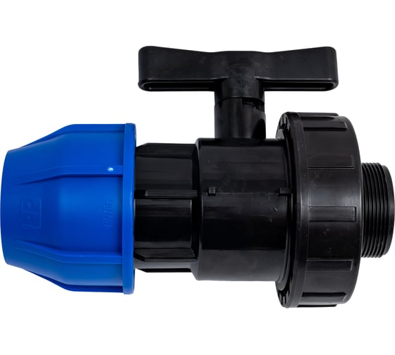 Изображение товара Компрессионный шаровой кран Millennium ПНД 63-2 с наружной резьбой, PN10 PEKM6350