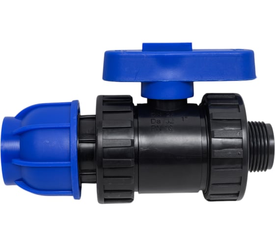 Изображение товара Компрессионный шаровой кран Millennium ПНД 32-1 с наружной резьбой, PN16 PFKM3210