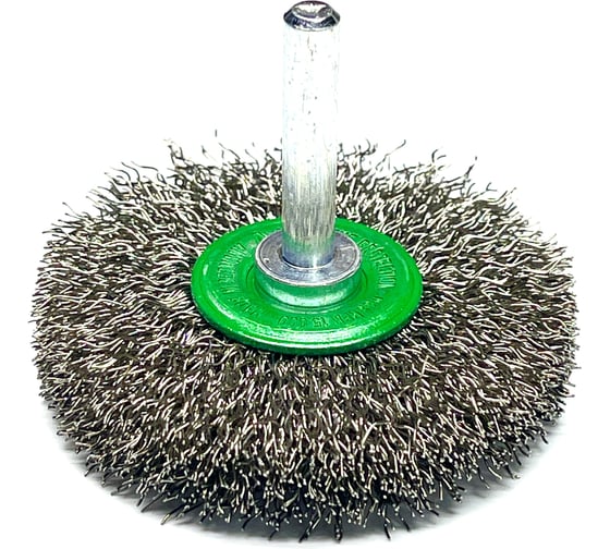 Изображение товара Щетка дисковая гофрированная Д60x13мм, нержавейка 0,30мм, хвостовик 6мм Lessmann 416362