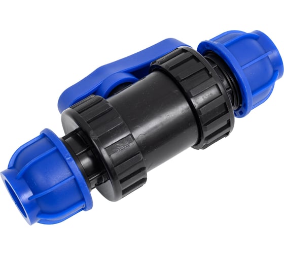 Изображение товара Компрессионный шаровой кран ПНД 20×20 PN16 — запорный фитинг для полиэтиленовых труб водоснабжения Millennium PFKP2020