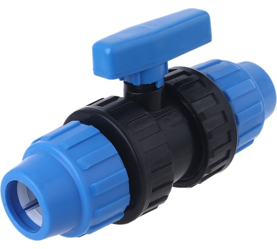 Изображение товара Компрессионный шаровой кран ПНД 20×20 PN10 — запорный фитинг для полиэтиленовых труб водоснабжения Millennium PEKP2020