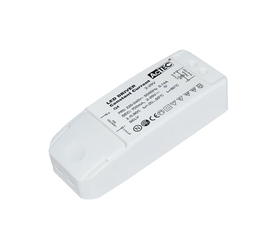 Изображение товара Блок питания AcTEC 2-24В, 12Вт, IP20, 0,5A, 98x39x22мм, Q4-500mA-12W