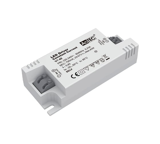 Изображение товара Блок питания AcTEC 24-47В, 40Вт, IP20, 0,85A, 100x43x28мм, V7-40-850
