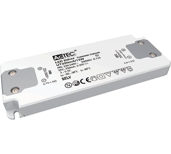 Изображение товара Блок питания AcTEC 2-34В, 12Вт, IP20, 0,35A, 128x50x13мм, UT350mA/12W