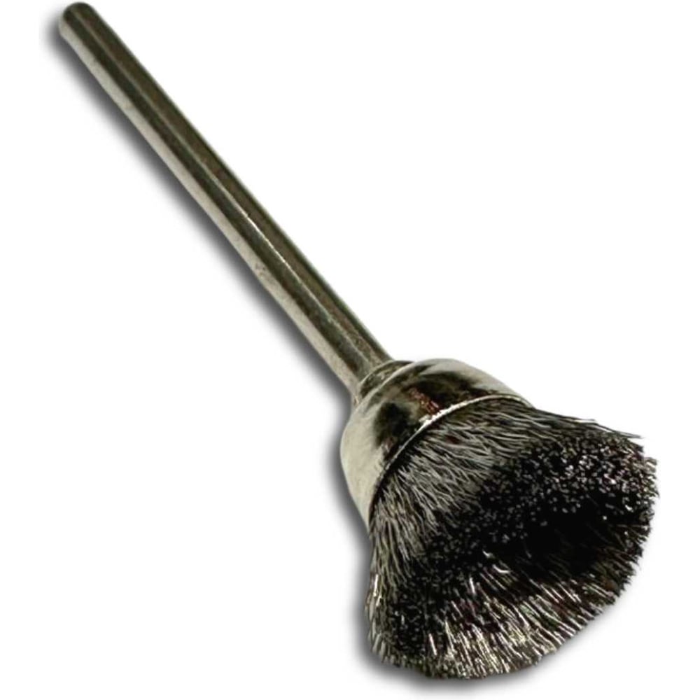 Изображение товара Щетка чашка миниатюрная Д18x6мм, нержавейка 0,10мм, хвостовик 3мм Lessmann 430323