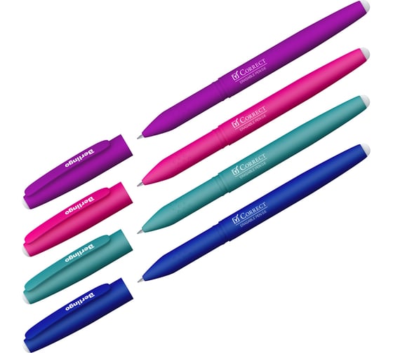 Изображение товара Стираемая гелевая ручка BERLINGO Correct синяя, 0.6 мм, прорезиненный корпус, корпус ассорти CGp_60915