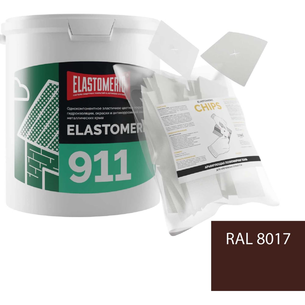 Изображение товара Ремкомплект для гидроизоляции кровли Elastomeric 911 3кг коричневый + Chips